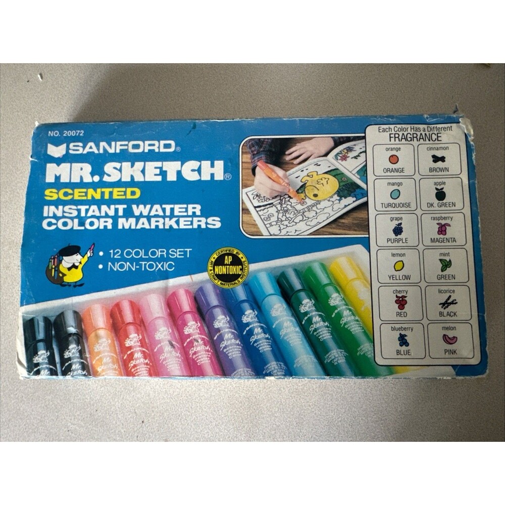 Vintage Sanford Mr. Sketch Scented Water Color Markers 12 Color Set 20072 USA